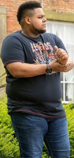 D555 JAGGER Legends Motor Bike Printed Crew Neck T-Shirt Navy - T-skjorter - Store T-skjorter - 2XL-14XL