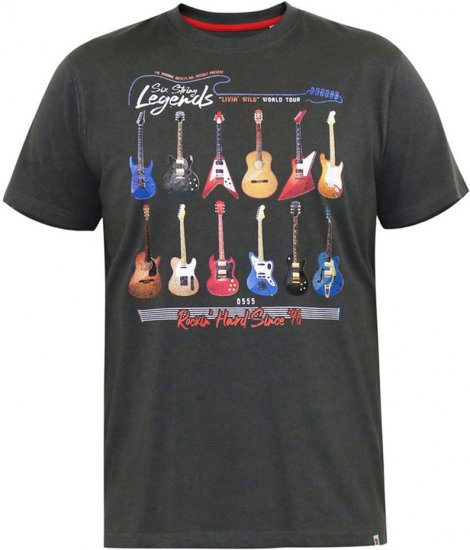 D555 JAIDEN Legends Guitar Printed Crew Neck T-Shirt Khaki - T-skjorter - Store T-skjorter - 2XL-14XL