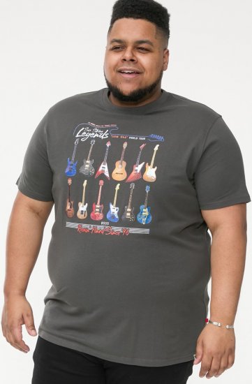 D555 JAIDEN Legends Guitar Printed Crew Neck T-Shirt Khaki - T-skjorter - Store T-skjorter - 2XL-14XL