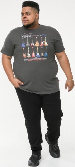 D555 JAIDEN Legends Guitar Printed Crew Neck T-Shirt Khaki - T-skjorter - Store T-skjorter - 2XL-14XL