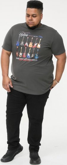 D555 JAIDEN Legends Guitar Printed Crew Neck T-Shirt Khaki - T-skjorter - Store T-skjorter - 2XL-14XL