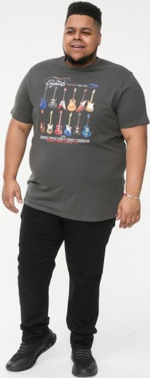 D555 JAIDEN Legends Guitar Printed Crew Neck T-Shirt Khaki - T-skjorter - Store T-skjorter - 2XL-14XL