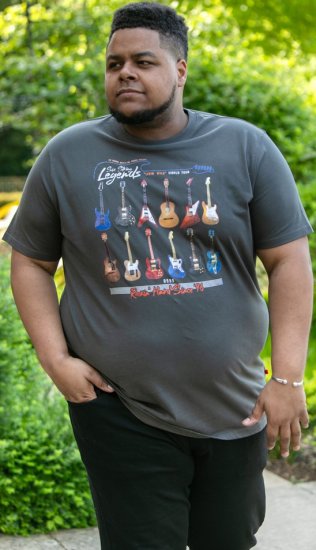 D555 JAIDEN Legends Guitar Printed Crew Neck T-Shirt Khaki - T-skjorter - Store T-skjorter - 2XL-14XL