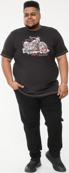 D555 LORNE Motor Bike Splatter Printed Crew Neck T-Shirt Washed Black - T-skjorter - Store T-skjorter - 2XL-14XL