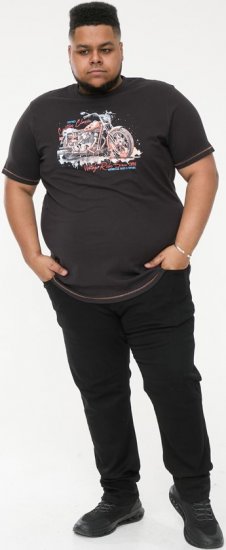 D555 LORNE Motor Bike Splatter Printed Crew Neck T-Shirt Washed Black - T-skjorter - Store T-skjorter - 2XL-14XL