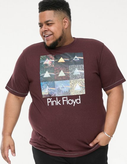 D555 DIVISION Official Pink Floyd Printed T-Shirt Burgundy - T-skjorter - Store T-skjorter - 2XL-14XL