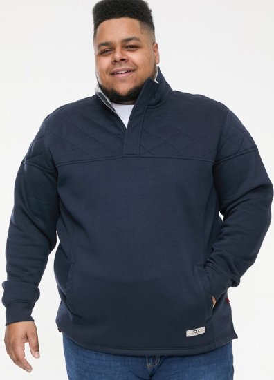 D555 SWANN Quarter Neck Sweatshirt With Quilted Top Panel Navy - Gensere og hettegensere - Store hettegensere - 2XL-14XL