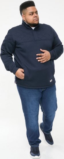 D555 SWANN Quarter Neck Sweatshirt With Quilted Top Panel Navy - Gensere og hettegensere - Store hettegensere - 2XL-14XL