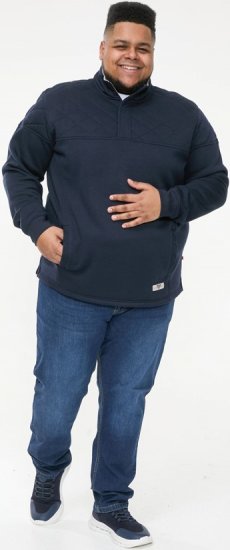 D555 SWANN Quarter Neck Sweatshirt With Quilted Top Panel Navy - Gensere og hettegensere - Store hettegensere - 2XL-14XL