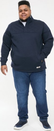 D555 SWANN Quarter Neck Sweatshirt With Quilted Top Panel Navy - Gensere og hettegensere - Store hettegensere - 2XL-14XL