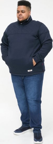 D555 SWANN Quarter Neck Sweatshirt With Quilted Top Panel Navy - Gensere og hettegensere - Store hettegensere - 2XL-14XL