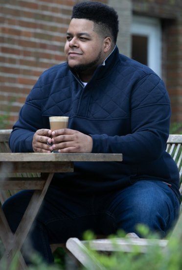 D555 SWANN Quarter Neck Sweatshirt With Quilted Top Panel Navy - Gensere og hettegensere - Store hettegensere - 2XL-14XL
