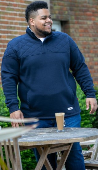 D555 SWANN Quarter Neck Sweatshirt With Quilted Top Panel Navy - Gensere og hettegensere - Store hettegensere - 2XL-14XL