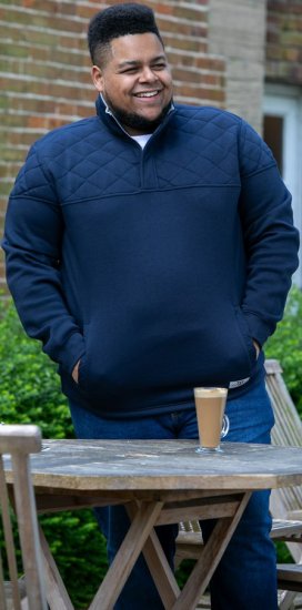 D555 SWANN Quarter Neck Sweatshirt With Quilted Top Panel Navy - Gensere og hettegensere - Store hettegensere - 2XL-14XL
