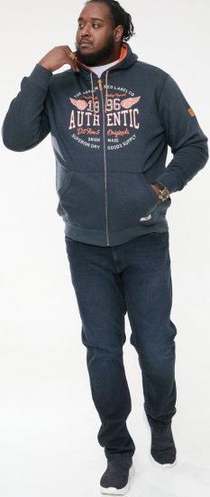 D555 HAMILTON Full Zip Hoody With Authentic 1996 Chest Print Denim - Gensere og hettegensere - Store hettegensere - 2XL-14XL