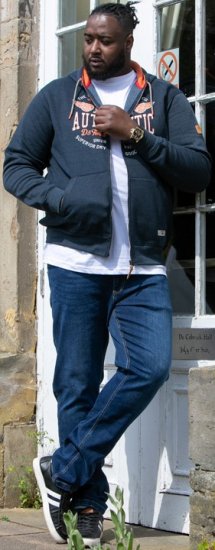 D555 HAMILTON Full Zip Hoody With Authentic 1996 Chest Print Denim - Gensere og hettegensere - Store hettegensere - 2XL-14XL
