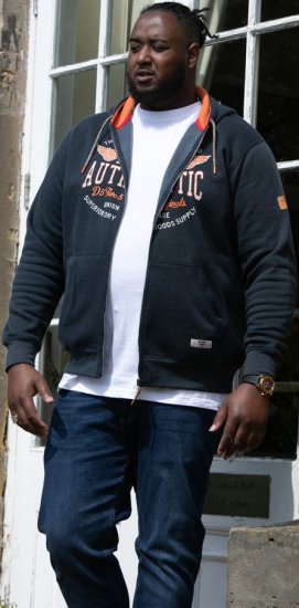 D555 HAMILTON Full Zip Hoody With Authentic 1996 Chest Print Denim - Gensere og hettegensere - Store hettegensere - 2XL-14XL