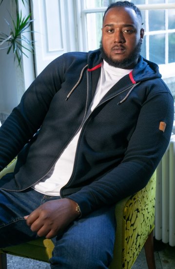 D555 IRVIN Full Zip Jacquard Hoody With Chest Embroidery Navy - Gensere og Hettegensere - Store hettegensere - 2XL-14XL