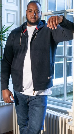 D555 IRVIN Full Zip Jacquard Hoody With Chest Embroidery Navy - Gensere og Hettegensere - Store hettegensere - 2XL-14XL