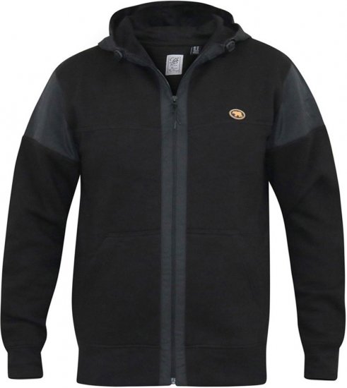 D555 DEAN Couture Zip Through Hoody With Woven Contrast Fabric Trim Black - Gensere og hettegensere - Store hettegensere - 2XL-14XL