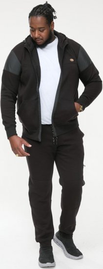 D555 DEAN Couture Zip Through Hoody With Woven Contrast Fabric Trim Black - Gensere og hettegensere - Store hettegensere - 2XL-14XL