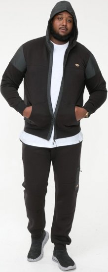 D555 DEAN Couture Zip Through Hoody With Woven Contrast Fabric Trim Black - Gensere og hettegensere - Store hettegensere - 2XL-14XL