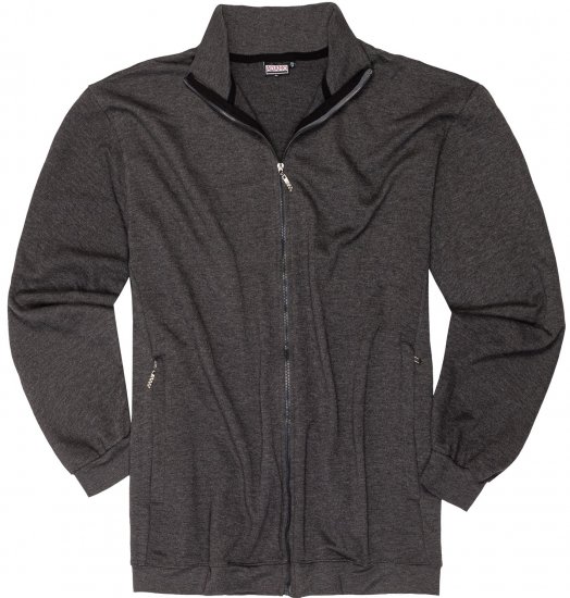 Adamo Sweat Jacket with Full Zipper Charcoal - Gensere og Hettegensere - Store hettegensere - 2XL-8XL
