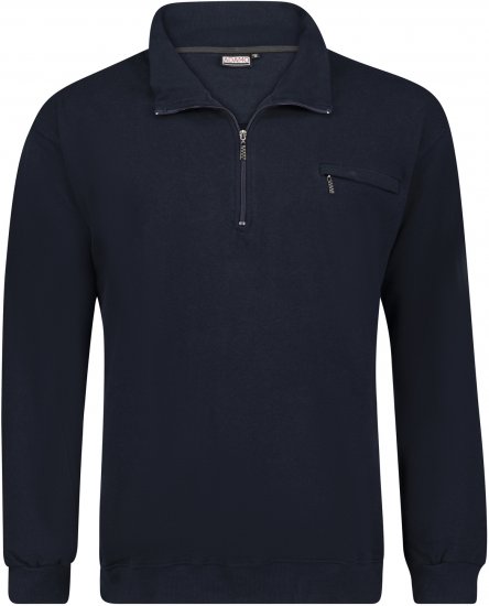 Adamo Athen Sweatshirt Half Zipper Navy - Gensere og Hettegensere - Store hettegensere - 2XL-14XL