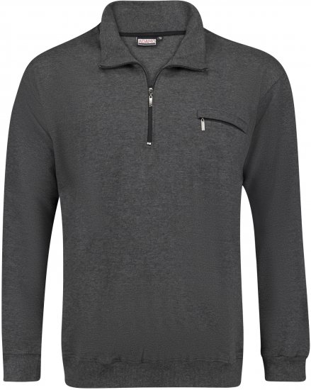 Adamo Athen Sweatshirt Half Zipper Charocal - Gensere og Hettegensere - Store hettegensere - 2XL-14XL