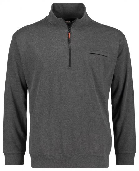 Adamo 159305 Genser med ståkrage og glidelås Mørkegrå melert - Gensere og hettegensere - Store hettegensere - 2XL-14XL