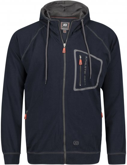 Adamo Michael Hoodie with Zipper Navy - Gensere og hettegensere - Store hettegensere - 2XL-14XL