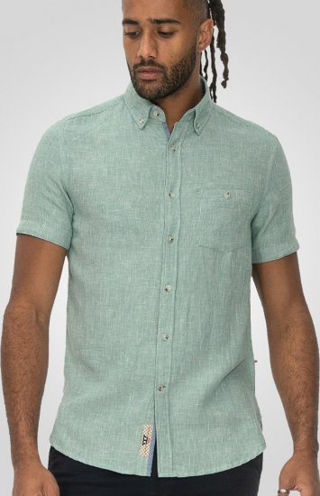 D555 Falmouth 2 Linen Mix Short Sleeve Shirt With Button Down Mint - Skjorter - Store skjorter - 2XL-8XL