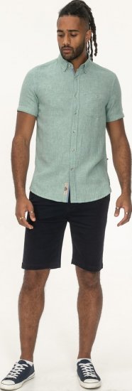 D555 Falmouth 2 Linen Mix Short Sleeve Shirt With Button Down Mint - Skjorter - Store skjorter - 2XL-8XL