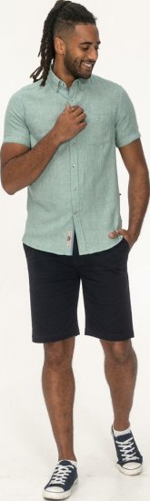 D555 Falmouth 2 Linen Mix Short Sleeve Shirt With Button Down Mint - Skjorter - Store skjorter - 2XL-8XL
