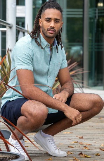 D555 Falmouth 2 Linen Mix Short Sleeve Shirt With Button Down Mint - Skjorter - Store skjorter - 2XL-8XL