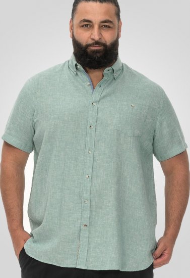 D555 Falmouth 2 Linen Mix Short Sleeve Shirt With Button Down Mint - Skjorter - Store skjorter - 2XL-8XL