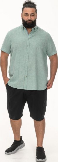 D555 Falmouth 2 Linen Mix Short Sleeve Shirt With Button Down Mint - Skjorter - Store skjorter - 2XL-8XL