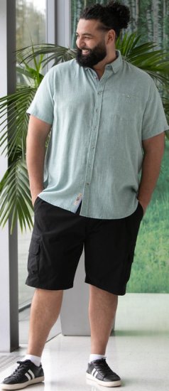 D555 Falmouth 2 Linen Mix Short Sleeve Shirt With Button Down Mint - Skjorter - Store skjorter - 2XL-8XL