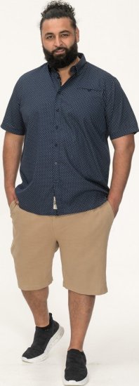 D555 Norwich Short Sleeve Micro AOP Shirt With Hidden Button Down Navy - Skjorter - Store skjorter - 2XL-8XL