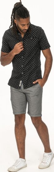 D555 Matlock Short Sleeve AOP Shirt With Hidden Button Down Black - Skjorter - Store skjorter - 2XL-8XL