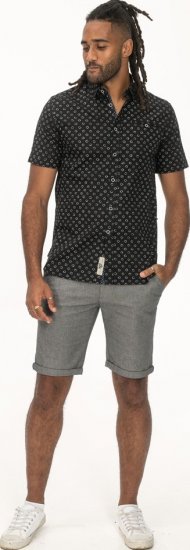 D555 Matlock Short Sleeve AOP Shirt With Hidden Button Down Black - Skjorter - Store skjorter - 2XL-8XL