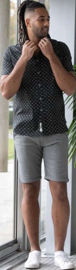 D555 Matlock Short Sleeve AOP Shirt With Hidden Button Down Black - Skjorter - Store skjorter - 2XL-8XL