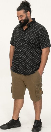 D555 Matlock Short Sleeve AOP Shirt With Hidden Button Down Black - Skjorter - Store skjorter - 2XL-8XL