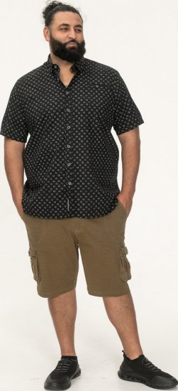 D555 Matlock Short Sleeve AOP Shirt With Hidden Button Down Black - Skjorter - Store skjorter - 2XL-8XL