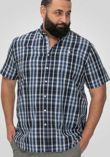 D555 Walsall Button Down Collar Short Sleeve Shirt Navy Shirt - Skjorter - Store skjorter - 2XL-8XL