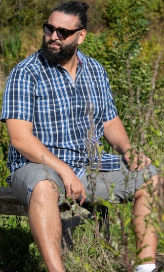 D555 Walsall Button Down Collar Short Sleeve Shirt Navy Shirt - Skjorter - Store skjorter - 2XL-8XL
