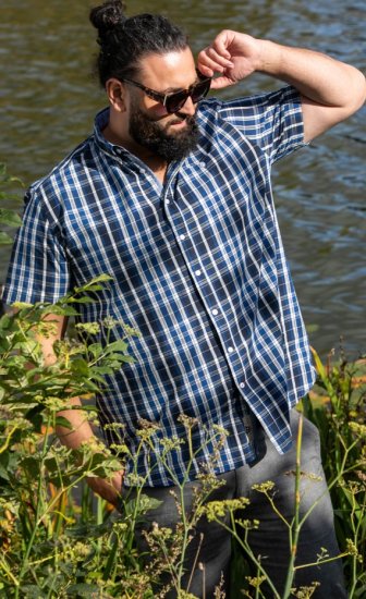 D555 Walsall Button Down Collar Short Sleeve Shirt Navy Shirt - Skjorter - Store skjorter - 2XL-8XL