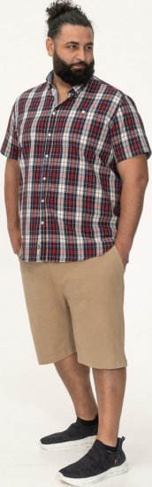 D555 Shields Button Down Collar Short Sleeve Shirt With Pocket Red Check - Skjorter - Store skjorter - 2XL-8XL
