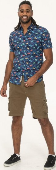 D555 Hartlepool Short Sleeve Vintage Car AOP Stretch Shirt Blue - Skjorter - Store skjorter - 2XL-8XL