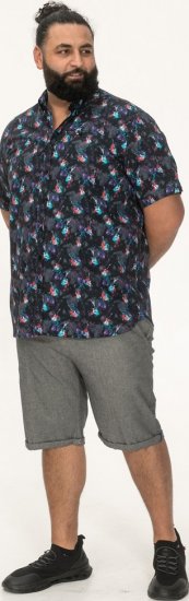 D555 Farnborough Short Sleeve Guitar AOP Shirt With Hidden Button Down Black - Skjorter - Store skjorter - 2XL-8XL